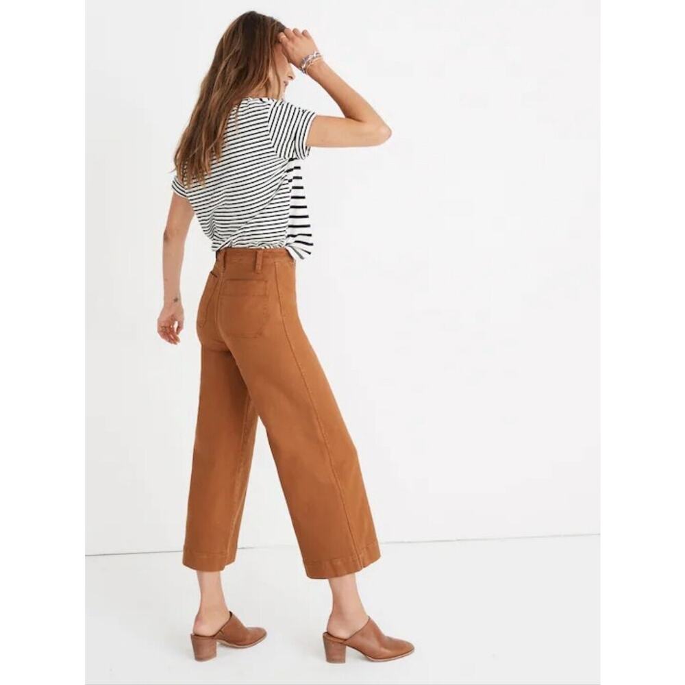 Madewell Emmett Wide Leg Crop Pants Size 26 Burnt Sienna Stretch Bohemian - Picture 13 of 13